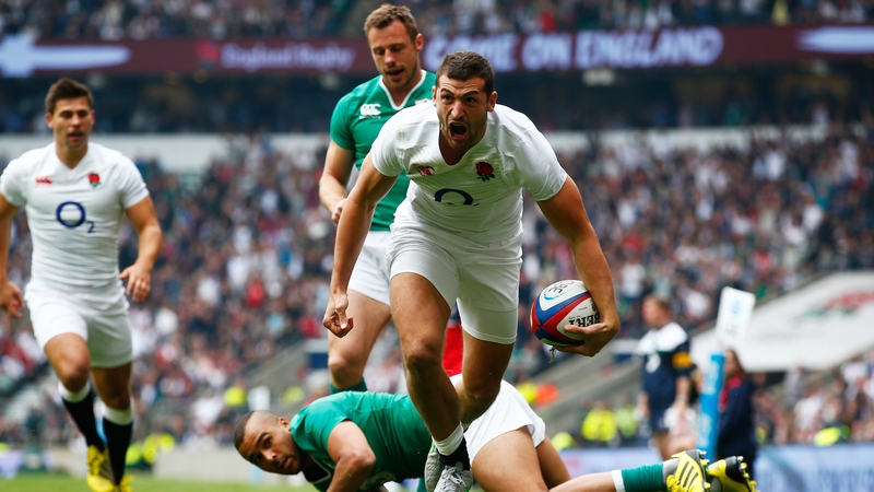 Jonny May scores a try for England against Ireland