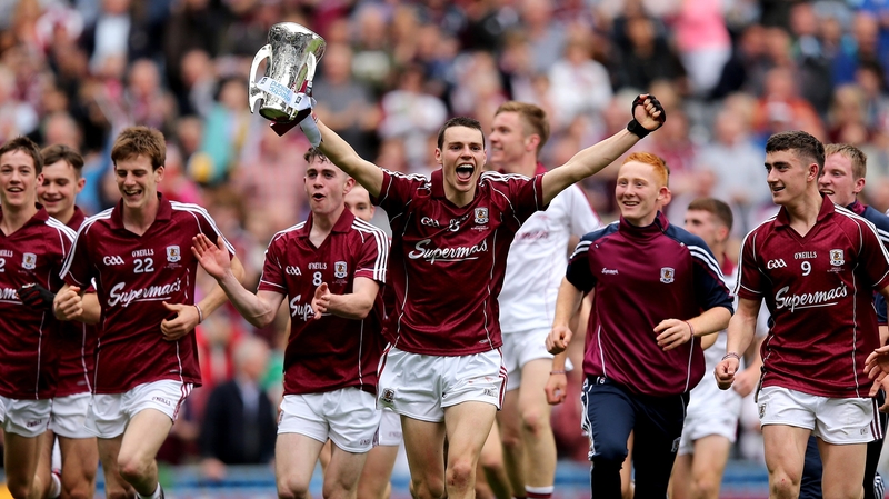 Galway captain Ryan Forde and his team-mates celebrate victory