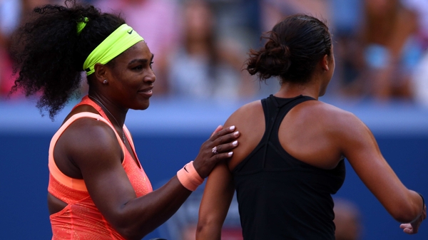 Serena Williams eased past Madison Keys to set up a meeting with her big sister Serena in the quarter-finals