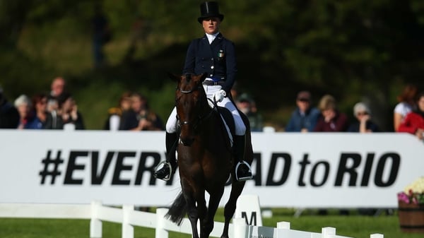 Camilla Speirs on Portersize Just a Jiff in the dressage
