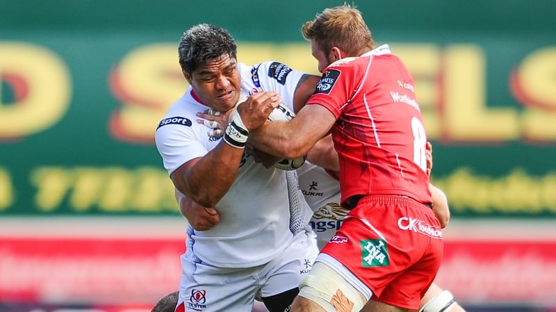 Ulster's Nick Williams is tackled by Scarlets' John Barclay