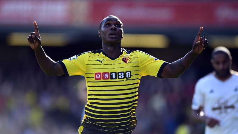 Odion Ighalo celebrates his winner for Watford against Swansea