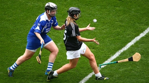 Waterford's Jennie Simpson and Melissa Lyons of Kildare in the All-Ireland intermediate camogie final