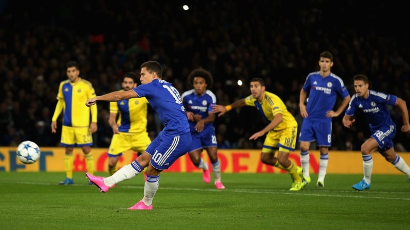 Eden Hazard missed a penalty in Chelsea's 4-0 victory over Maccabi Tel Aviv on Wednesday night