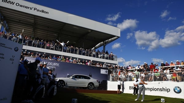 Jason Day tees off on the 17th