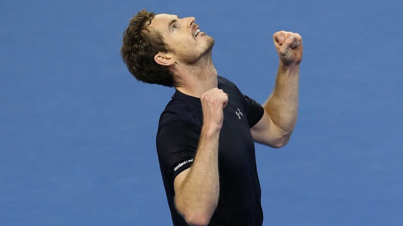 Andy Murray celebrates his victory over Bernard Tomic