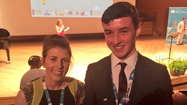 Eimear Murphy and Ian O'Sullivan are all smiles after winning the Intel ISEF prize in Milan