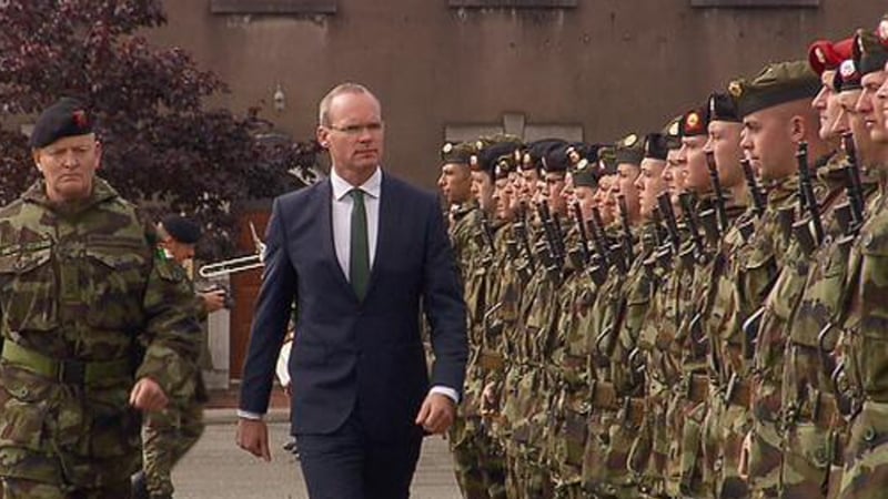 Minister for Defence Simon Coveney reviewed troops today ahead of their deployment