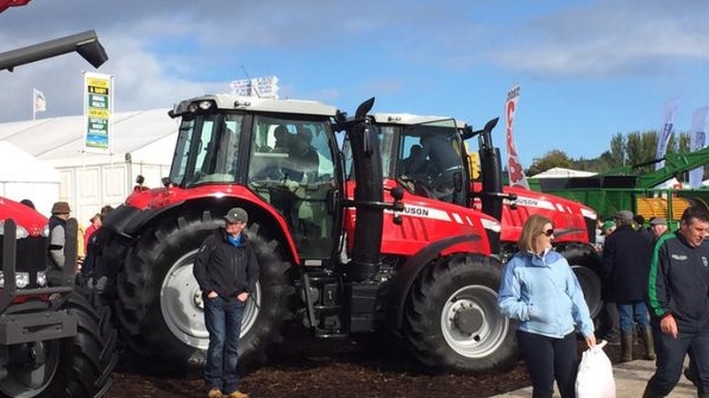 A tractor is among the machinery on sale at this year's National Ploughing Championships in Co Laois