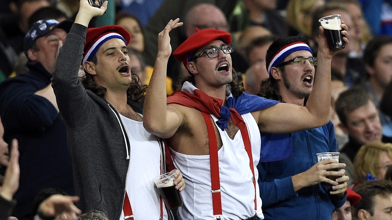 France fans cheer on their side during the 27-point win in Pool D