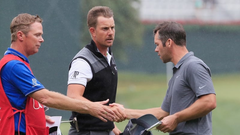 Henrick Stenson and Paul Casey after Stenson shot 68 to maintain his lead in Atlanta