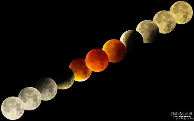 Eleven shots of the supermoon over five hours in Dublin (Pic: MulhallPhotography)