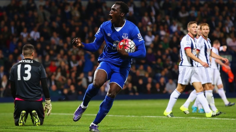 Romelu Lukaku celebrates scoring against West Bromwich Albion