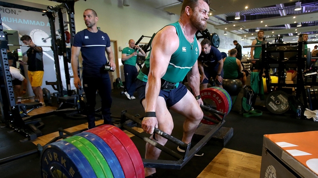 Cian Healy breaks a sweat