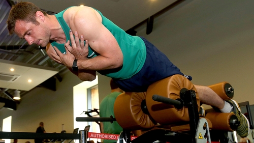 Tommy Bowe, scorer of two tries against Romania, feels the strain