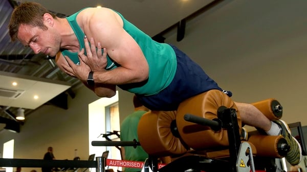 Tommy Bowe, scorer of two tries against Romania, feels the strain