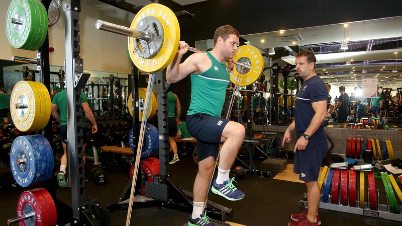 Darren Cave works out at Ireland's training base at Surrey Sports Park, Guilford