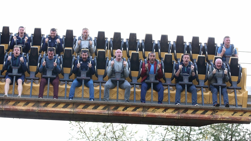 Rollercoasters generate very different reactions in the Ireland team - Paul O'Connell and Simon Zebo look petrified, but ice obviously runs through the veins of Luke Fitzgerald and Donnacha Ryan