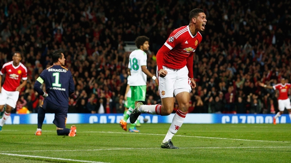 Chris Smalling celebrates his goal, which turned out to be the winner