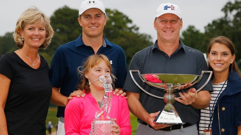Jordan Spieth pictured with his family and girlfriend