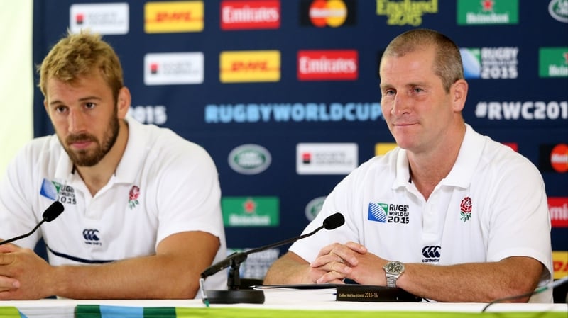 England Head Coach Stuart Lancaster (right) in relaxed form alongside his captain Chris Robshaw