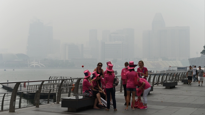 Smog in Singapore which led to the cancellation of some events at the FINA World Cup finals