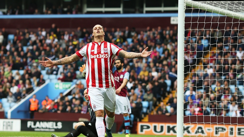 Marko Arnautovic celebrates scoring Stoke's winner against West Ham