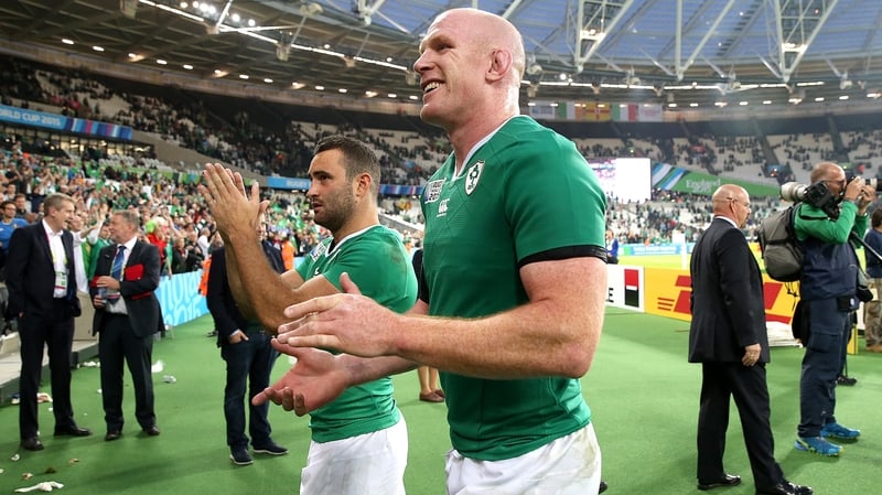 Paul O'Connell and Dave Kearney immediately after Ireland's victory over Italy