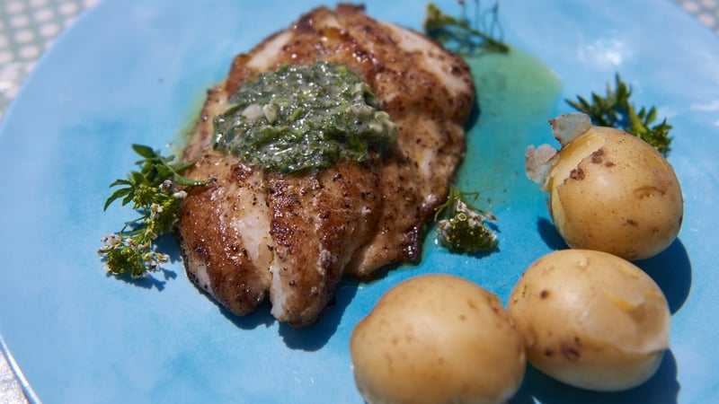 A light, fresh dish that is quick to prepare. Rachel Allen's Pan Fried Fish with Watercress Butter