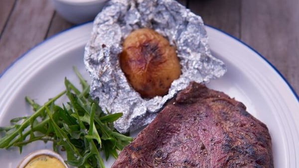 Rachel Allen's Steak and watercress bearnaise BBQ style.