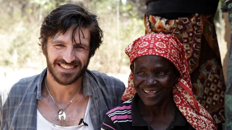 Irish actor Eoin Macken with Agira Ricardo. Credit: Tim McDonnell Sightsavers
