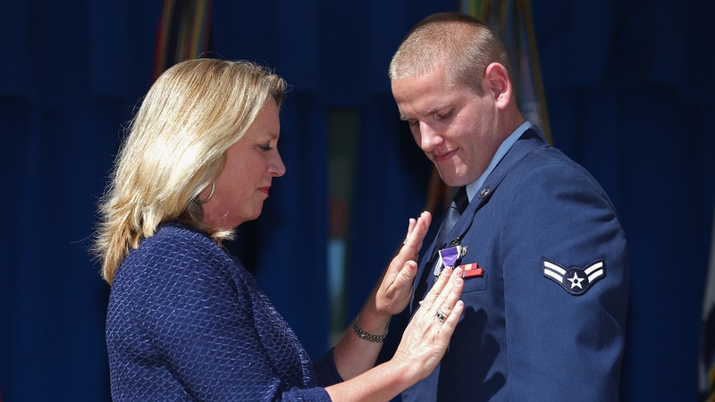 Spencer Stone was awarded a Purple Heart for his actions