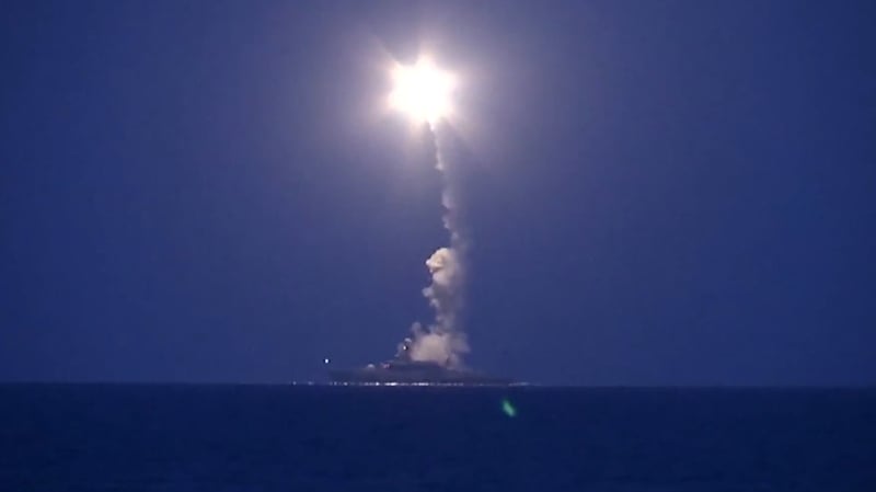 An image taken from video footage made available on the official website of the Russian Defence Ministry
