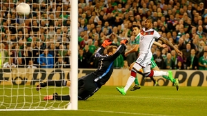 Then came victory over Germany at the Aviva in Octber - Shane Long was Ireland's hero. He beat Manuel Neur with a powerful shot and Ireland drew level in the standings with Poland, who drew with Scotland, with one game to go