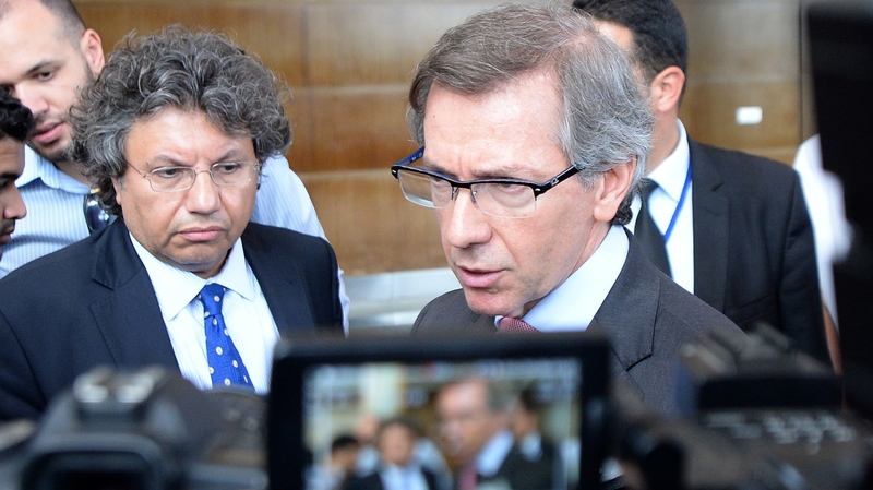 United Nations envoy for Libya Bernardino Leon speaks to the media in Skhirat, Morocco