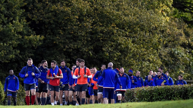 The France squad arrive for a training session at the Vale Resort in Hensol, south Wales