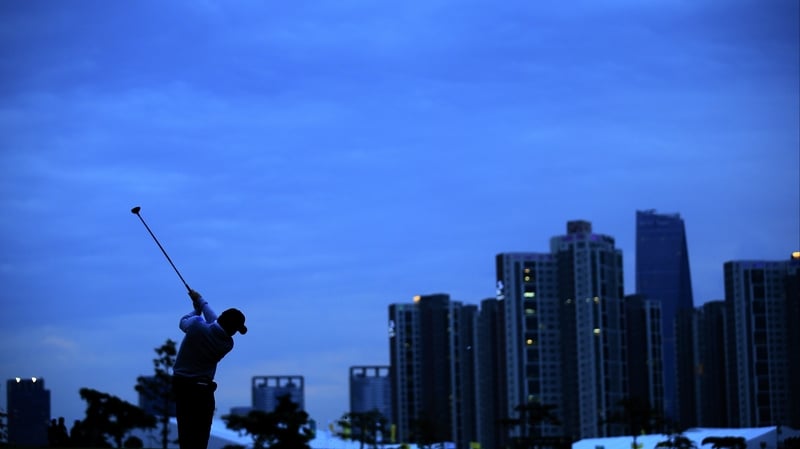Saturday's play at the Presidents Cup in Korea ended in near darkness