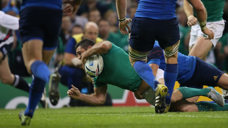 Kearney scores Ireland's first try in Sunday's brilliant win over France at RWC '15