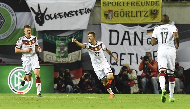 Max Kruse celebrates scoring Germany's winner against Georgia