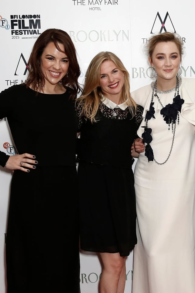 (L-R) Co-stars Eve Macklin and Eva Birthistle join Saoirse Ronan