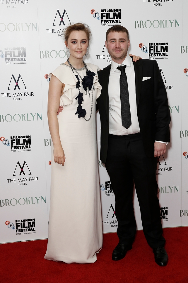 Saoirse Ronan and one of her leading men in Brooklyn, American actor Emory Cohen
