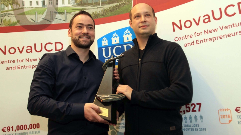 Dr Trevor Parsons and Dr Viliam Holub, co-founders of Logentries, receiving the NovaUCD 2013 Innovation Award