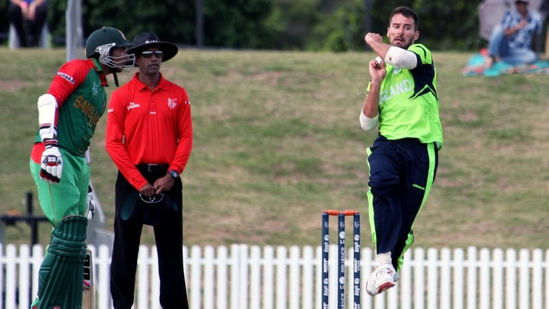 Max Sorensen bowls against Bangladesh in Sydney last February