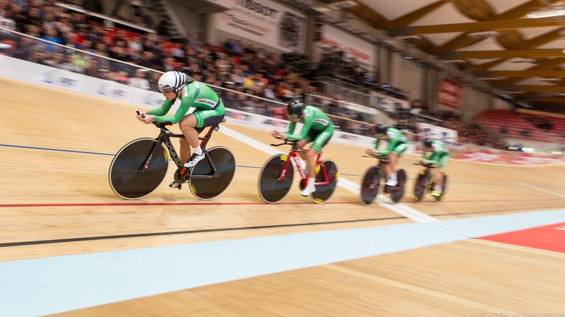The Irish women's pursuit team at the European Track Championships. Photo: Ulf Schiller