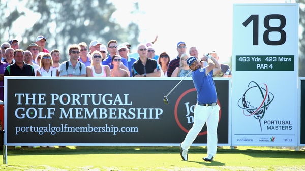 Andy Sullivan on the 18th hole of the Portugal Masters