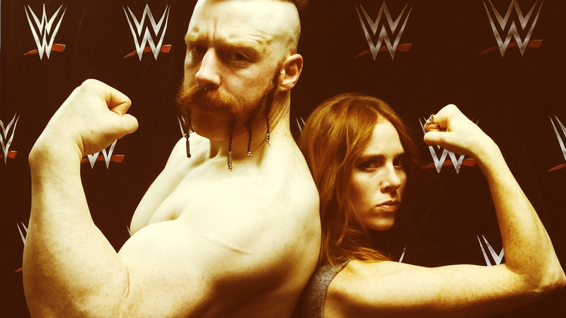 Angela Scanlon with Irish pro-wrestler Sheamus