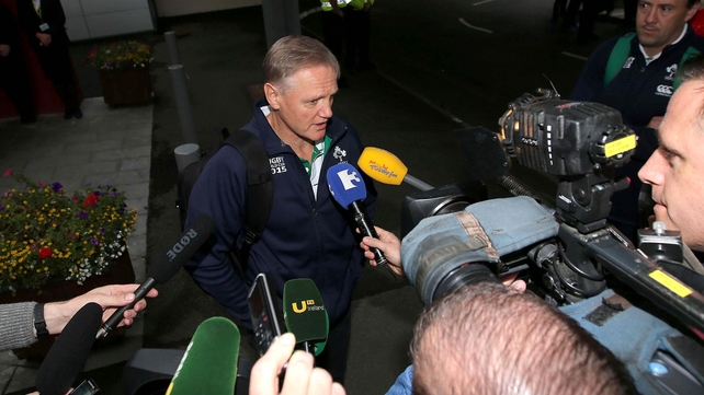 Head coach Joe Schmidt talks to the media