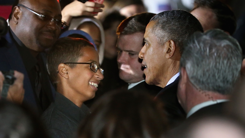 Ahmed Mohamed was given a hug by Barack Obama