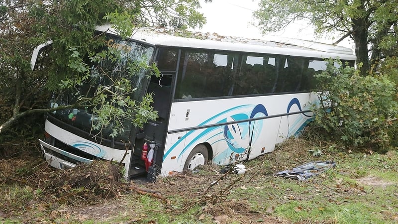 The bus carrying 29 passengers went off the road at around 10.10pm