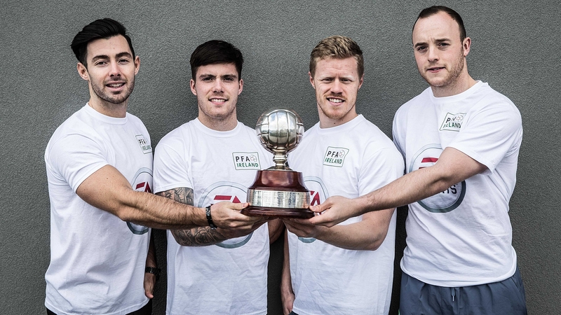 The outstanding Richie Towell (L), pictured alongside Brandon Miele, Daryl Horgan and Michael Schlingermann, will be many fans' fancy to land the PFAI Player of the Year prize